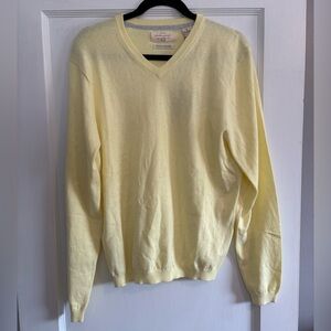NWT Weatherproof Men’s Cotton Cashmere V-Neck Sweater in Pale Yellow Size Small